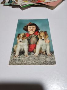 Postais: Postal antigua niña perros
